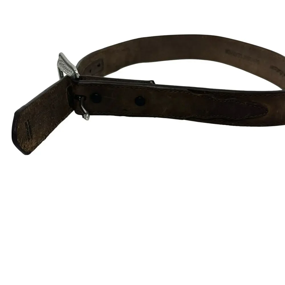 3D Belt Company Youth Western Leather Belt Size 24 Brown Silver Buckle